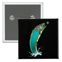 Psychedelic Trout Fishing Pins