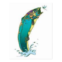 Psychedelic Trout Fishing Post Cards