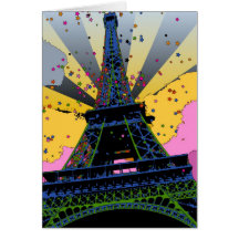 Psychedelic World: Eiffel Tower, Paris France A1 Cards
