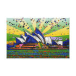 Psychedelic World: Sydney Australia Skyline A2 Stretched Canvas Print