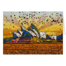 Psychedelic World: Sydney Skyline A1 Greeting Card