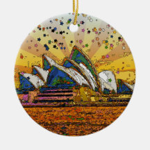 Psychedelic World: Sydney Skyline A1 Christmas Tree Ornament