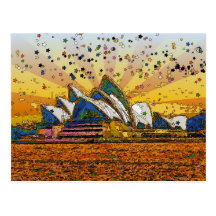 Psychedelic World: Sydney Skyline A1 Postcards