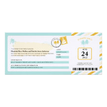 Puerto Rico Airmail Boarding Pass Wedding Personalized Invitations