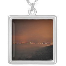 Puerto Vallarta Skyline at Night; No Greeting Custom Jewelry