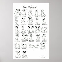 Pug Alphabet A-Z with Rhyme Print