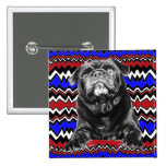 Pug - Black PUG Red, White, Blue & Black Rad Zag Buttons