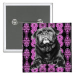 PUG Button   Purple & Black Kaleidoscope Design