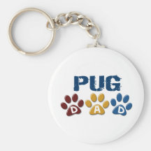PUG Dad Paw Print 1 Keychains