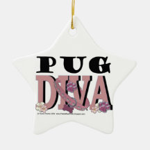 Pug DIVA Christmas Ornaments