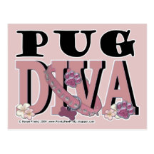 Pug DIVA Postcards