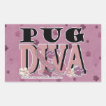 Pug DIVA Rectangle Stickers