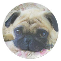 Pug dog dinner plate