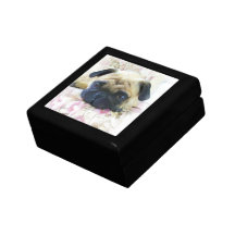 Pug dog keepsake boxes
