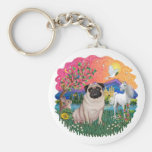Pug (fawn) keychain