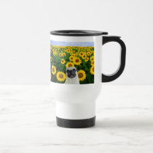Pug in sunflowers mug