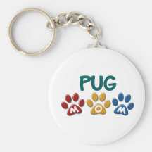 PUG Mum Paw Print 1 Key Chain