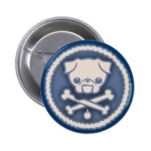 Pug Pirate -blu Buttons