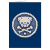 Pug Pirate -blu Card