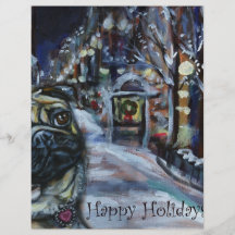Pug winter scene custom flyer