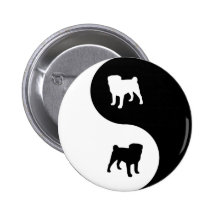 Pug Yin Yang Pinback Buttons