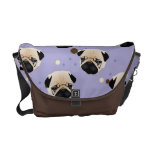 Pugs on Retro Polka Dots Courier Bag