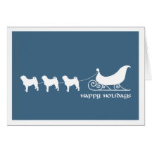 Pugs Pulling Santa's Sleigh Greeting Card