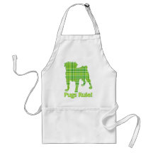 Pugs Rule Spring Green Plaid Tees & Gifts Apron