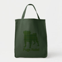 Pugs Rule Spring Green Plaid Tees & Gifts Canvas Bag