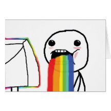 Puking Rainbows Greeting Cards