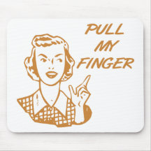 Pull My Finger Retro Housewife Orange Mouse Mats