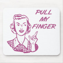 Pull My Finger Retro Housewife Pink Mousemat