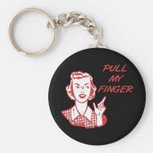 Pull My Finger Retro Housewife Red Key Chain