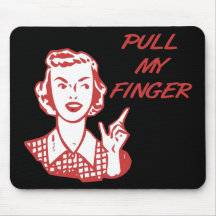 Pull My Finger Retro Housewife Red Mousepads