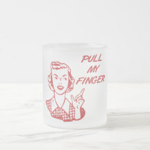 Pull My Finger Retro Housewife Red Mugs