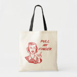 Pull My Finger Retro Housewife Red Tote Bag