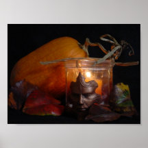 Pumpkin and candle poster