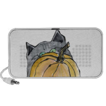 Pumpkin & Grey Kitten, Sumi-e Notebook Speaker