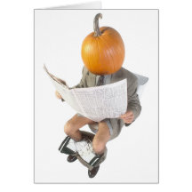 PUMPKIN HEAD ON TOILET greeting card