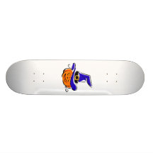 Pumpkin in witches hat skate deck