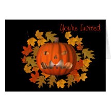 Pumpkin Jack O Lantern Halloween Party Invitation Card
