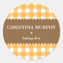 Pumpkin orange gingham homemade food label seal sticker