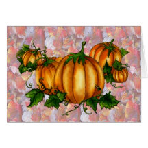 PUMPKIN PATCH & LEAVES by SHARON SHARPE Greeting Card