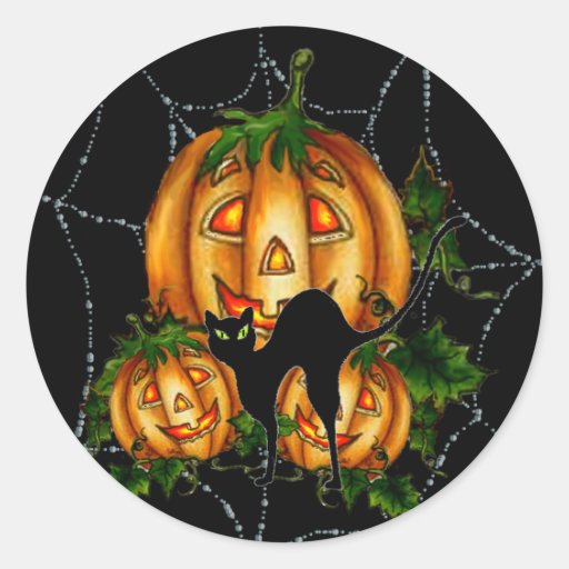 PUMPKIN PATCH & SPIDERWEB by SHARON SHARPE Round Sticker