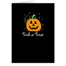 Pumpkin Trick or Treat Black Note Card