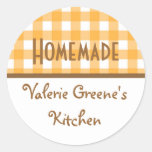 Pumpkin white gingham homemade food label seal stickers
