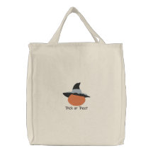 Pumpkin with Witch's Hat Halloween Design 3 Canvas Bags