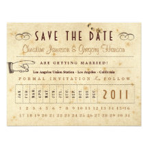 Punch Card Save the Date - Vintage Colours Personalized Invitation