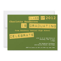 Punch label green graduation class of invitation invitations
