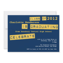 Punch label navy graduation class of invitation invitations
